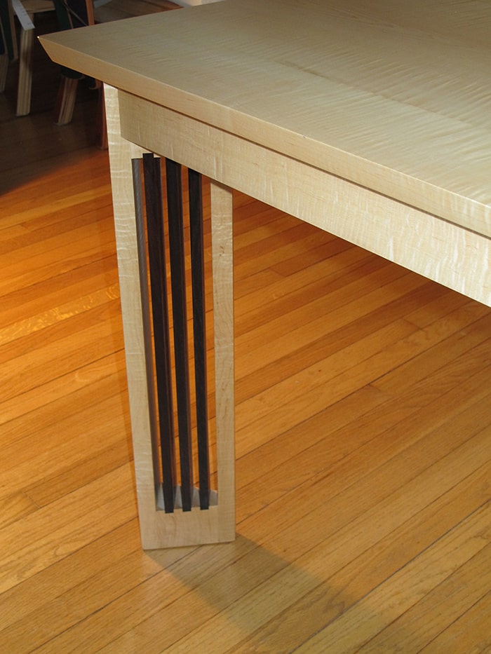 Detail of tiger maple table