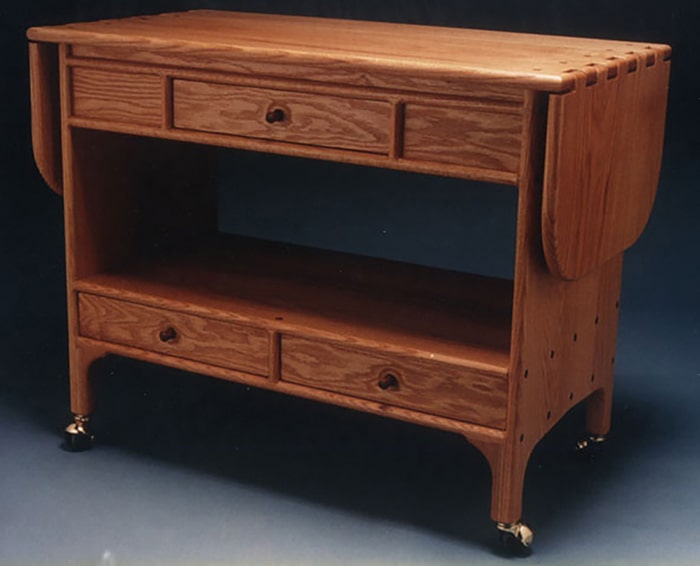 Oak table service cart