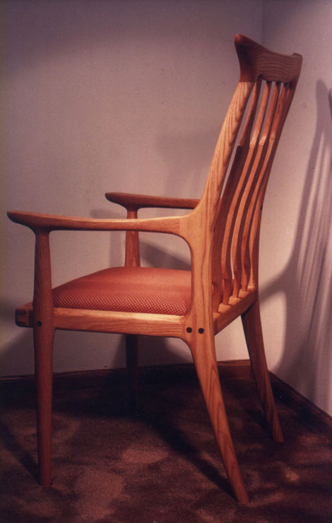 Oak captains upholstered dining chair