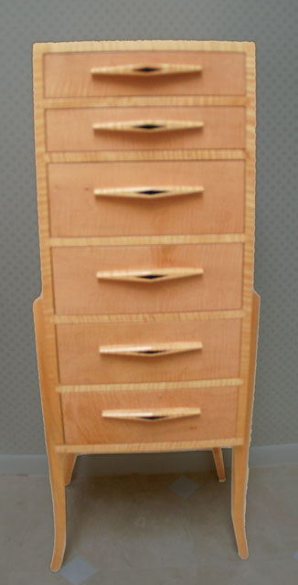 Tiger striped maple jewelery and lingerie chest